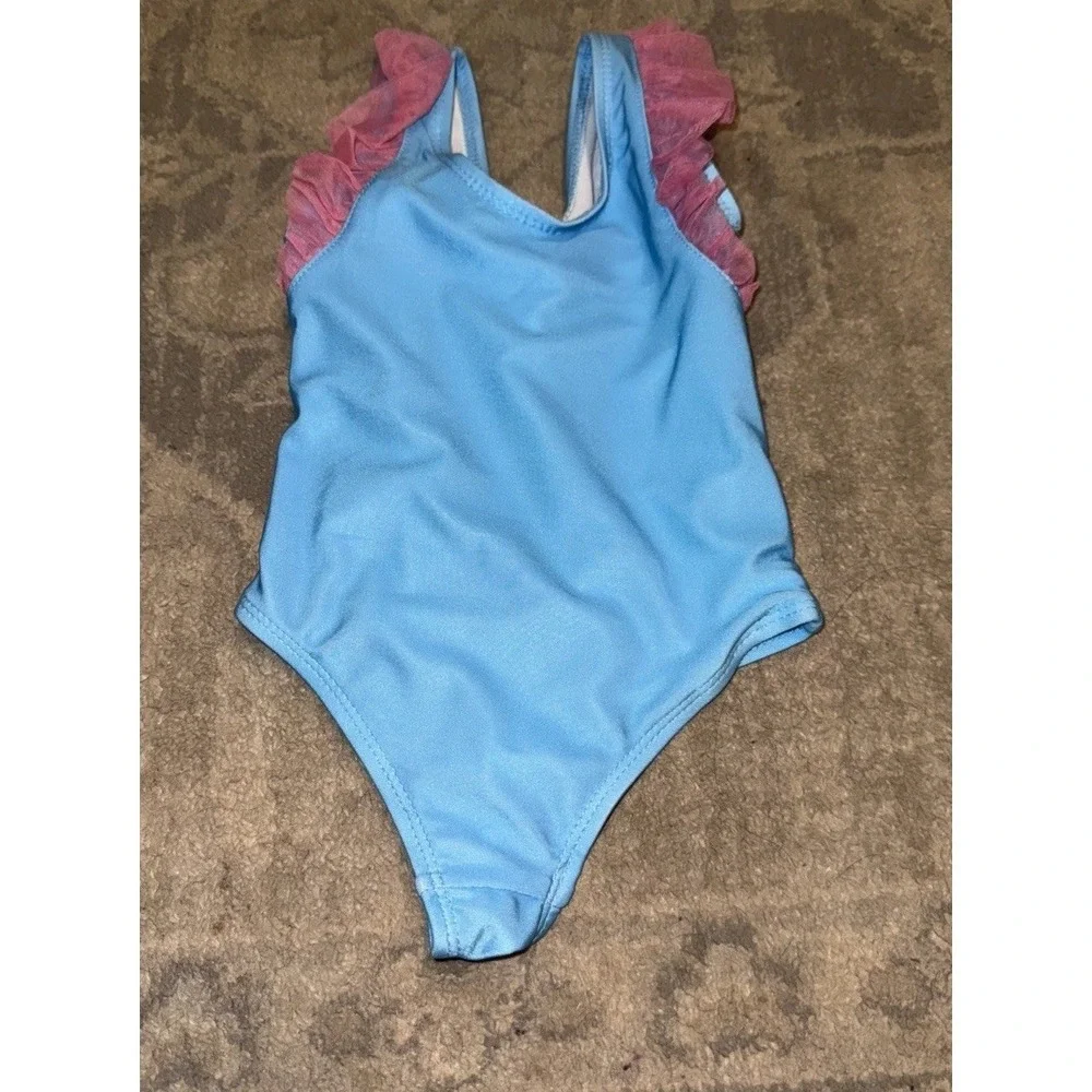Kinnly Baby Girl Toddler Blue Unicorn‎ Swimsuit Size 24 Months 24M UPF 40 New